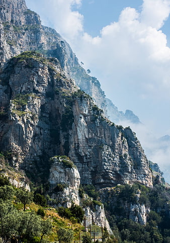 Dramatic limestone cliffs of the Amalfi Coast, Italy