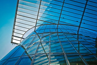 Low Angle View of Modern Glass Skyscraper Architecture