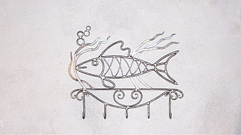 Metal Fish Wall Hanger with Hooks