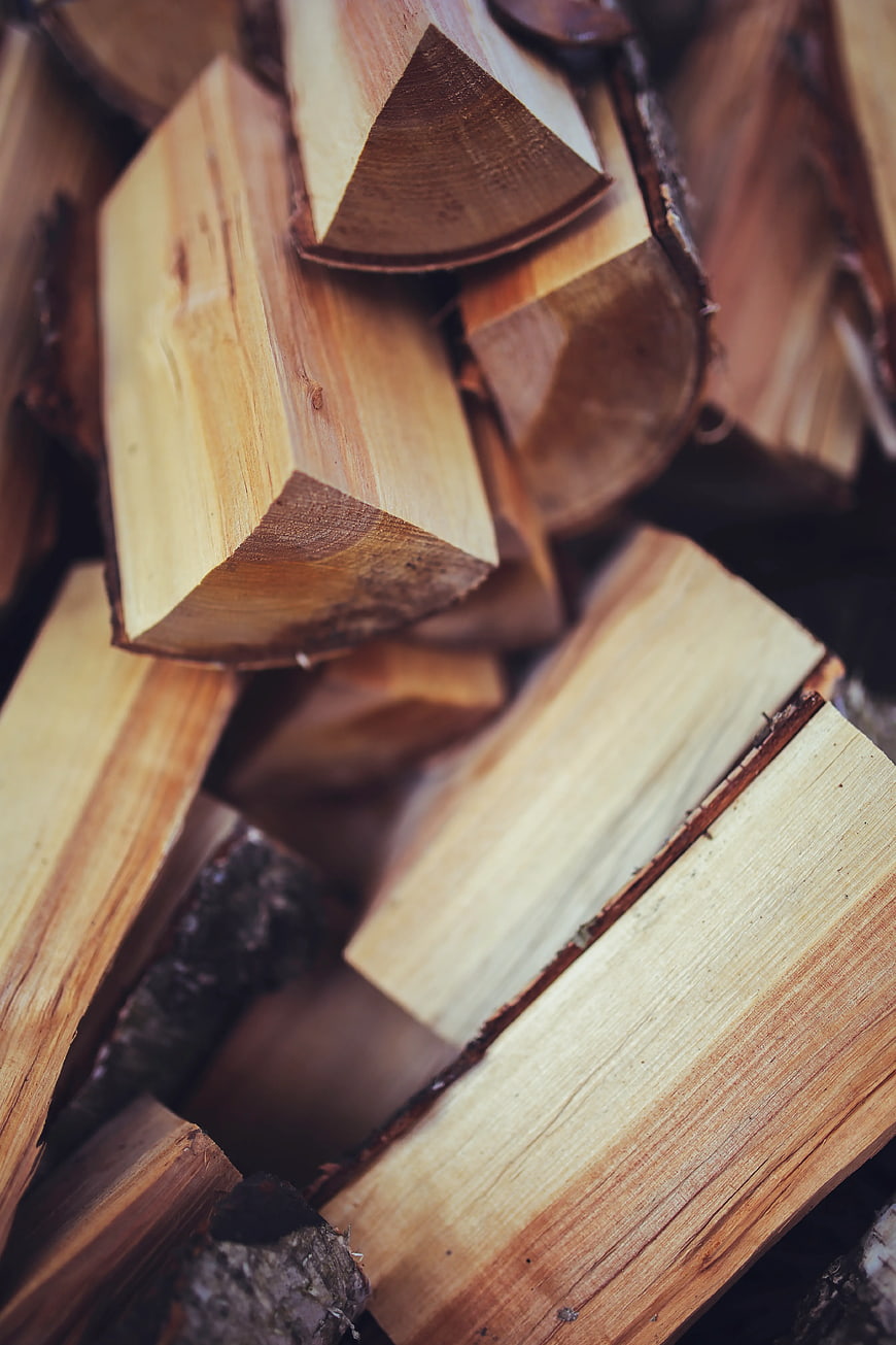 Stacked Firewood Logs Close-Up