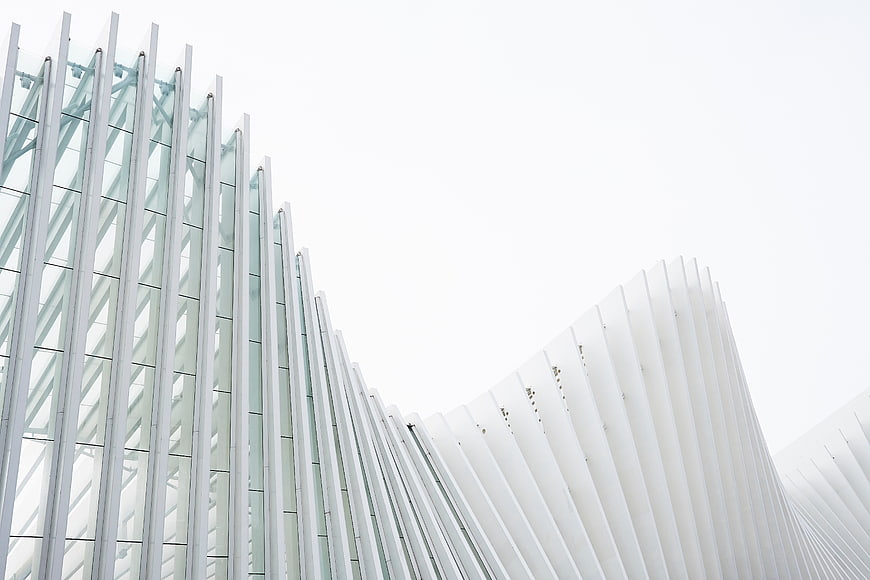 Modern White Architectural Structure with Glass Facade
