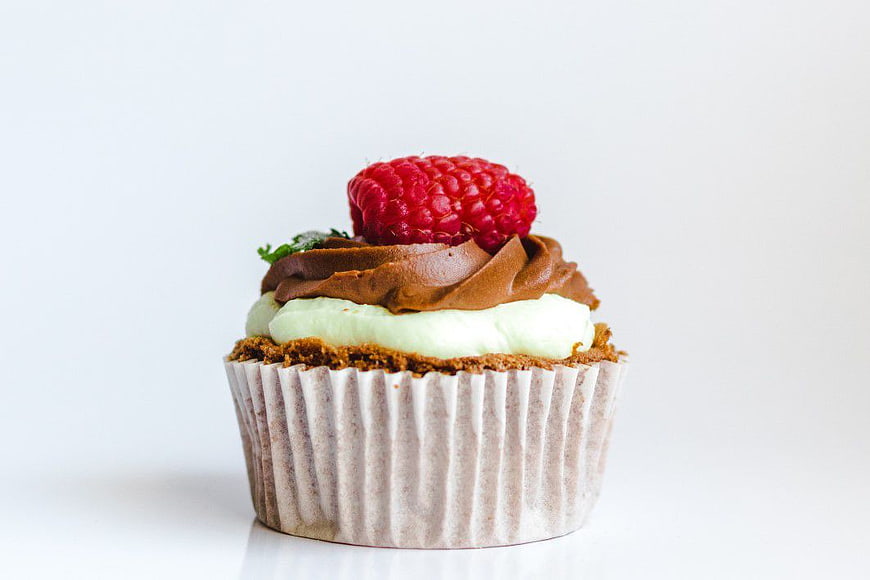 Chocolate Cupcake with Raspberry and Mint Frosting