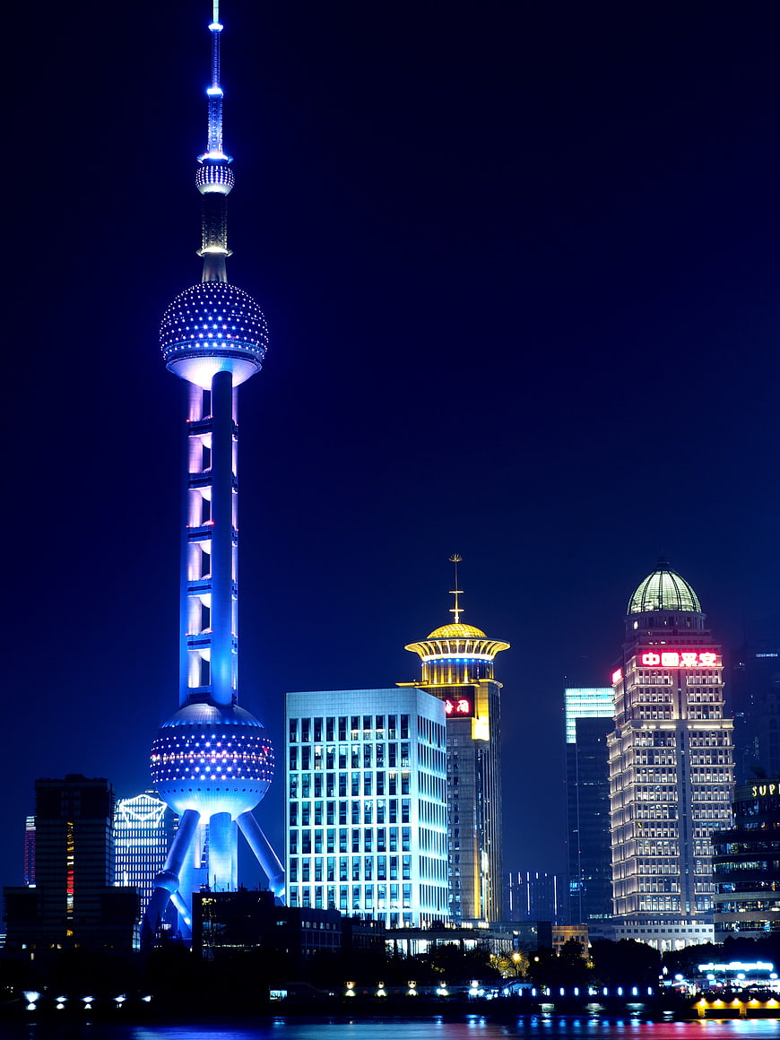 Oriental Pearl Tower Shanghai Night Skyline