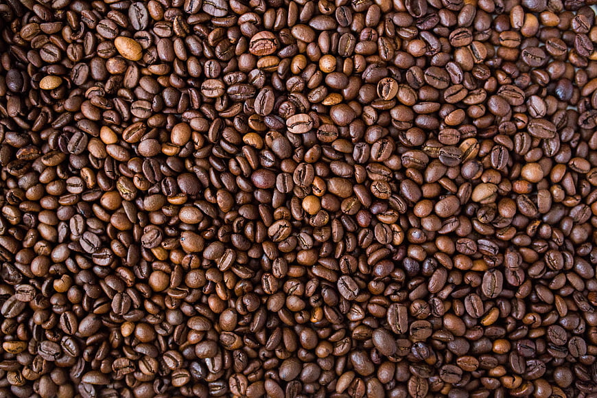 Close-up texture of roasted coffee beans background