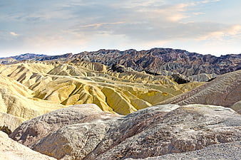 Colorful eroded sandstone ridges at Zabriskie Point, Death Valley