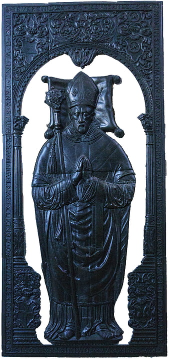 Medieval Bishop Tomb Effigy Sculpture