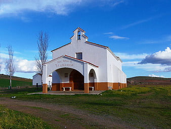 White Spanish Chapel in Rural Landscape