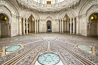Ornate Islamic Architecture Interior with Intricate Mosaic Floor