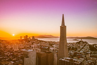 San Francisco Skyline with Transamerica Pyramid at Sunset