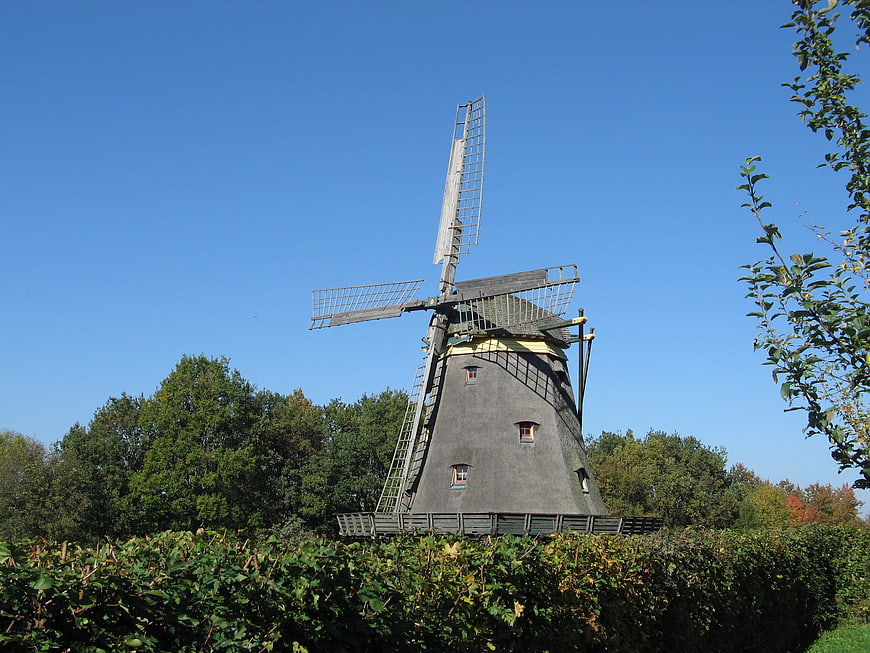 Traditional Dutch-style windmill in Hesse Park, Germany