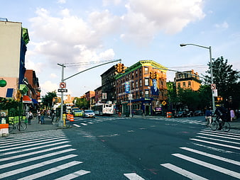 Brooklyn Street Intersection with Crosswalk and City Buildings