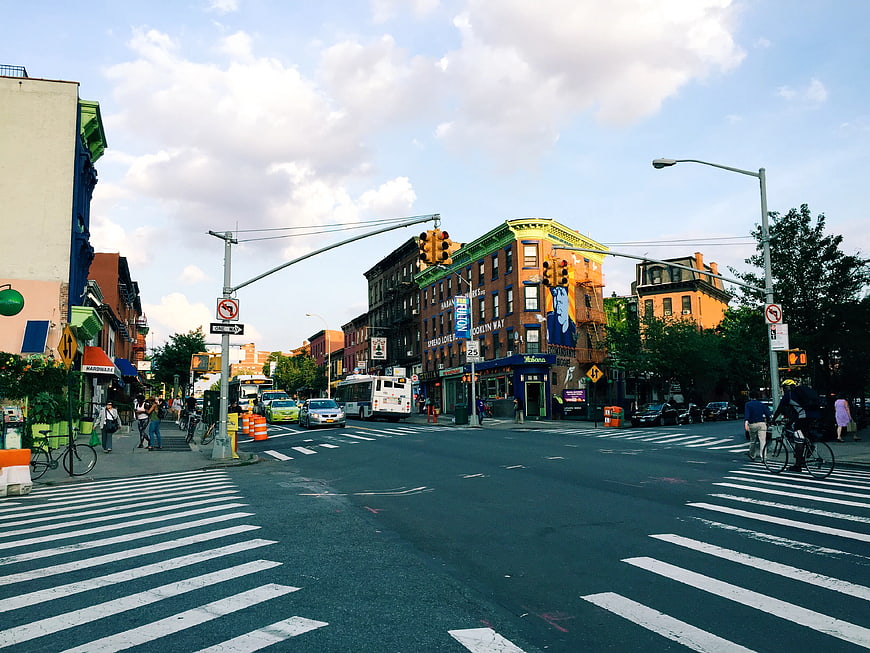Brooklyn Street Intersection with Crosswalk and City Buildings