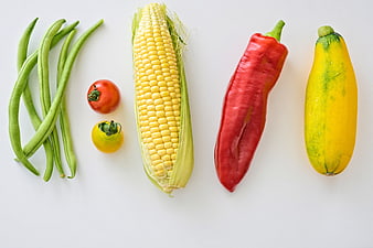 Fresh Summer Vegetables Flat Lay on White Background