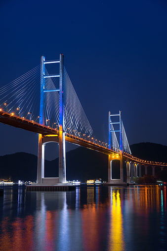 Machang Bridge Night View with Colorful Reflections on Calm Water