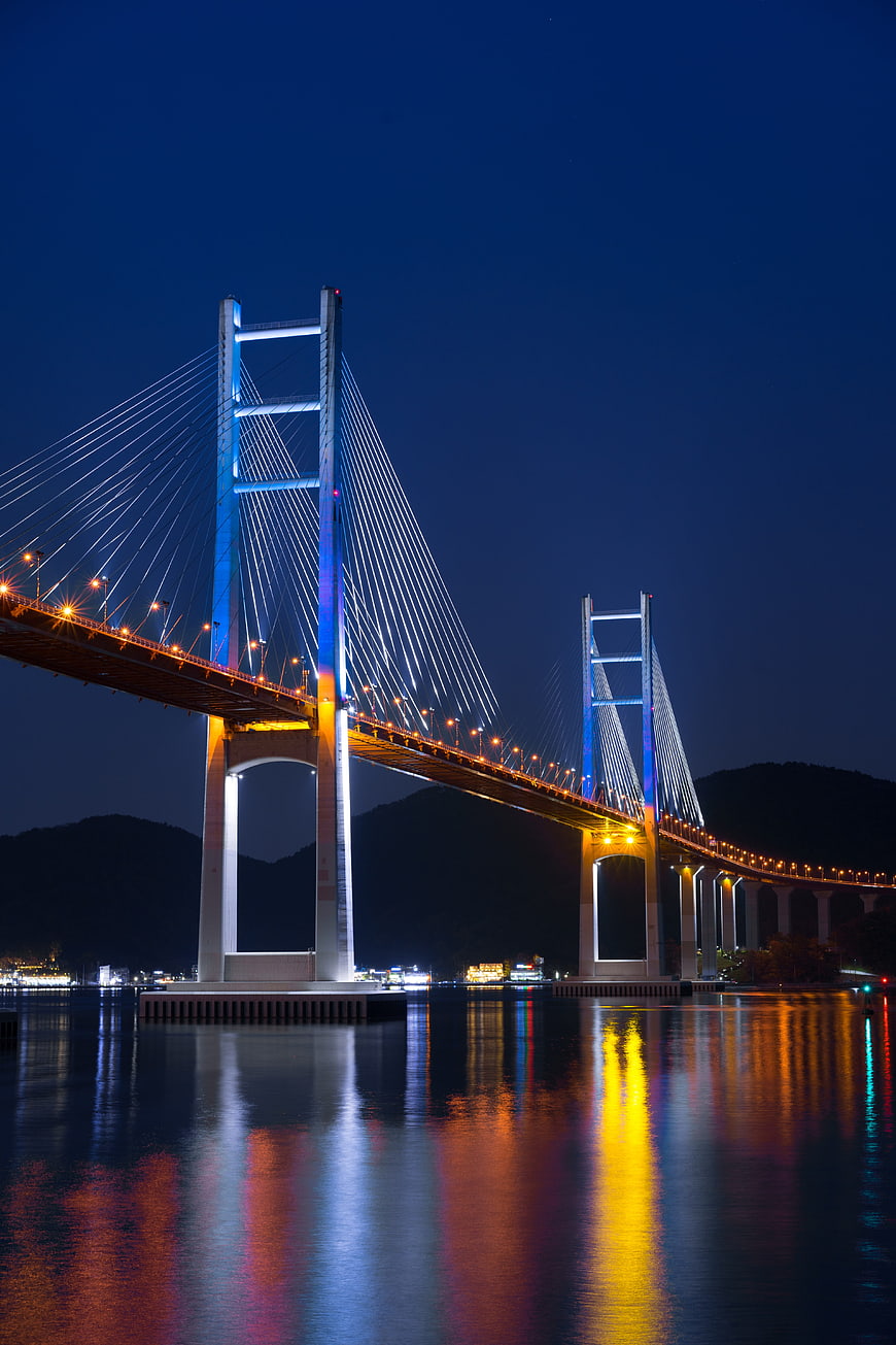 Machang Bridge Night View with Colorful Reflections on Calm Water