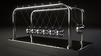3D Render of Newton's Cradle with Metallic Spheres