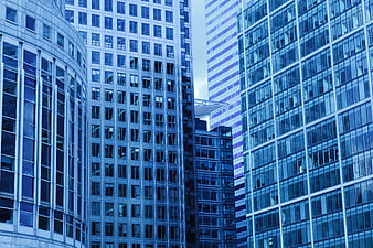 Modern Blue Glass Skyscrapers in Urban Cityscape
