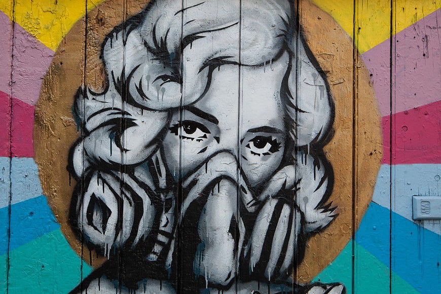 Marilyn Monroe Street Art Graffiti on Colorful Wall