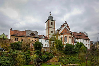 Historic Church and Buildings in Neckarsteinach, Germany