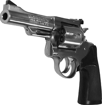 Silver Revolver Handgun On White Background