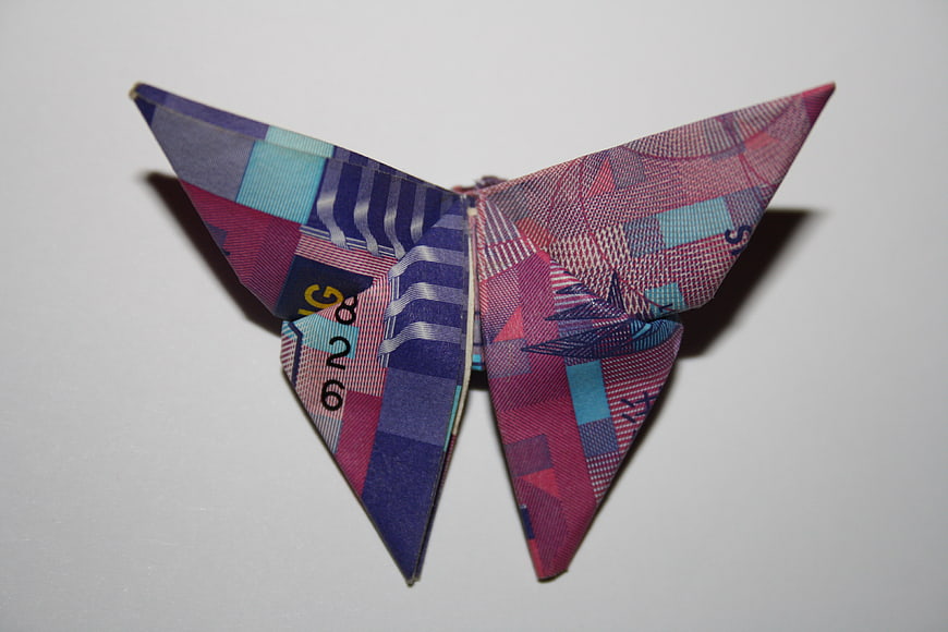 Origami Butterfly Crafted From Hong Kong Dollar Banknote