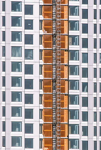 Modern High-Rise Building Facade Under Construction
