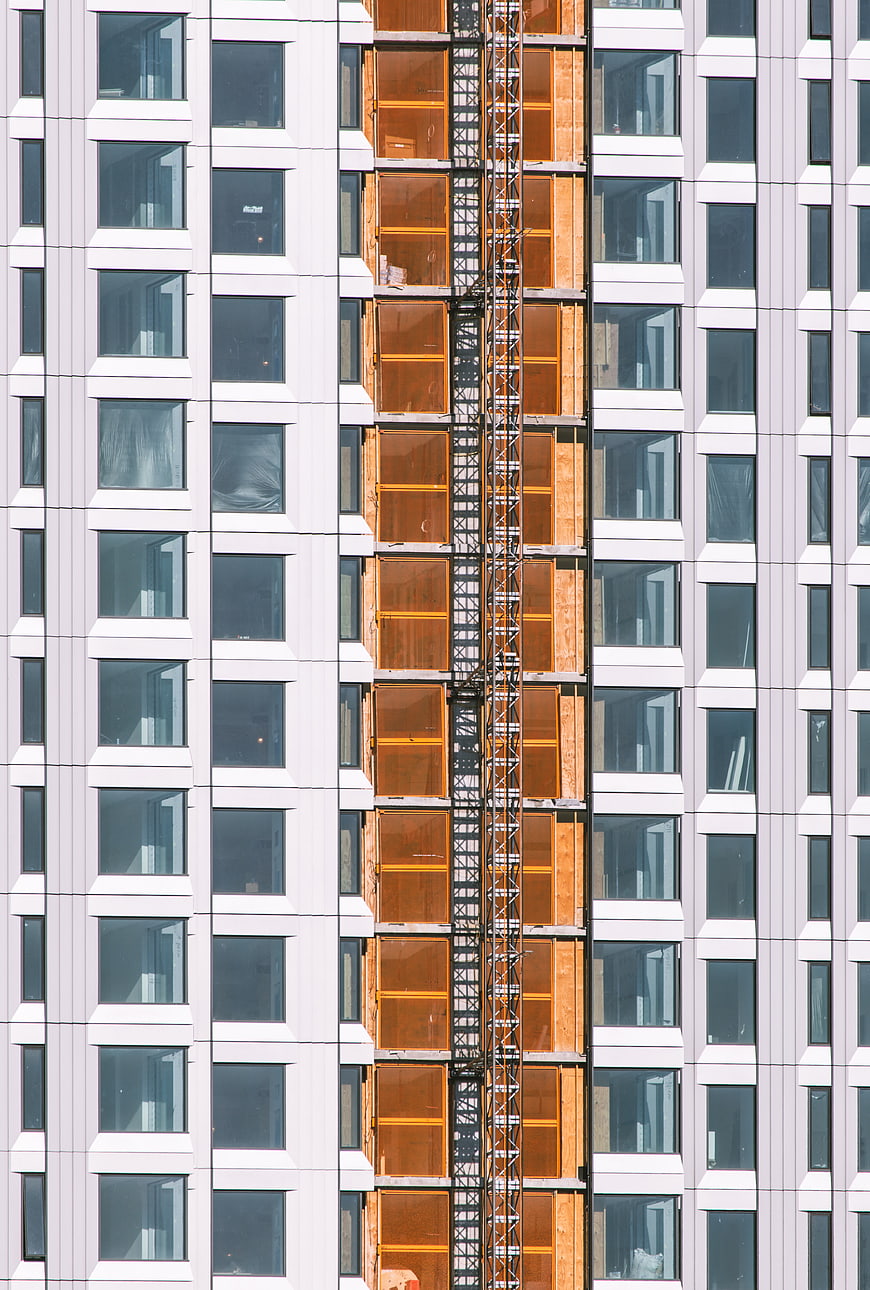 Modern High-Rise Building Facade Under Construction
