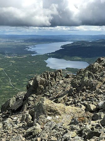 Panoramic View of Lake and Forest from Rocky Mountain Summit