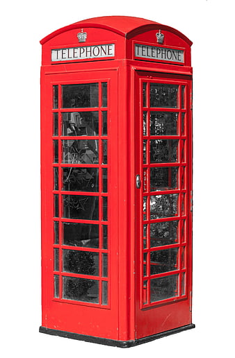 Classic Red British Telephone Booth Isolated on White