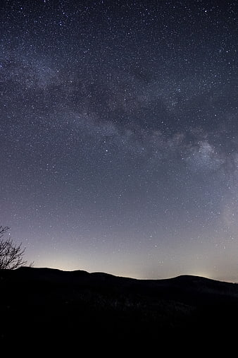Milky Way Galaxy Over Silhouetted Mountain Landscape at Night