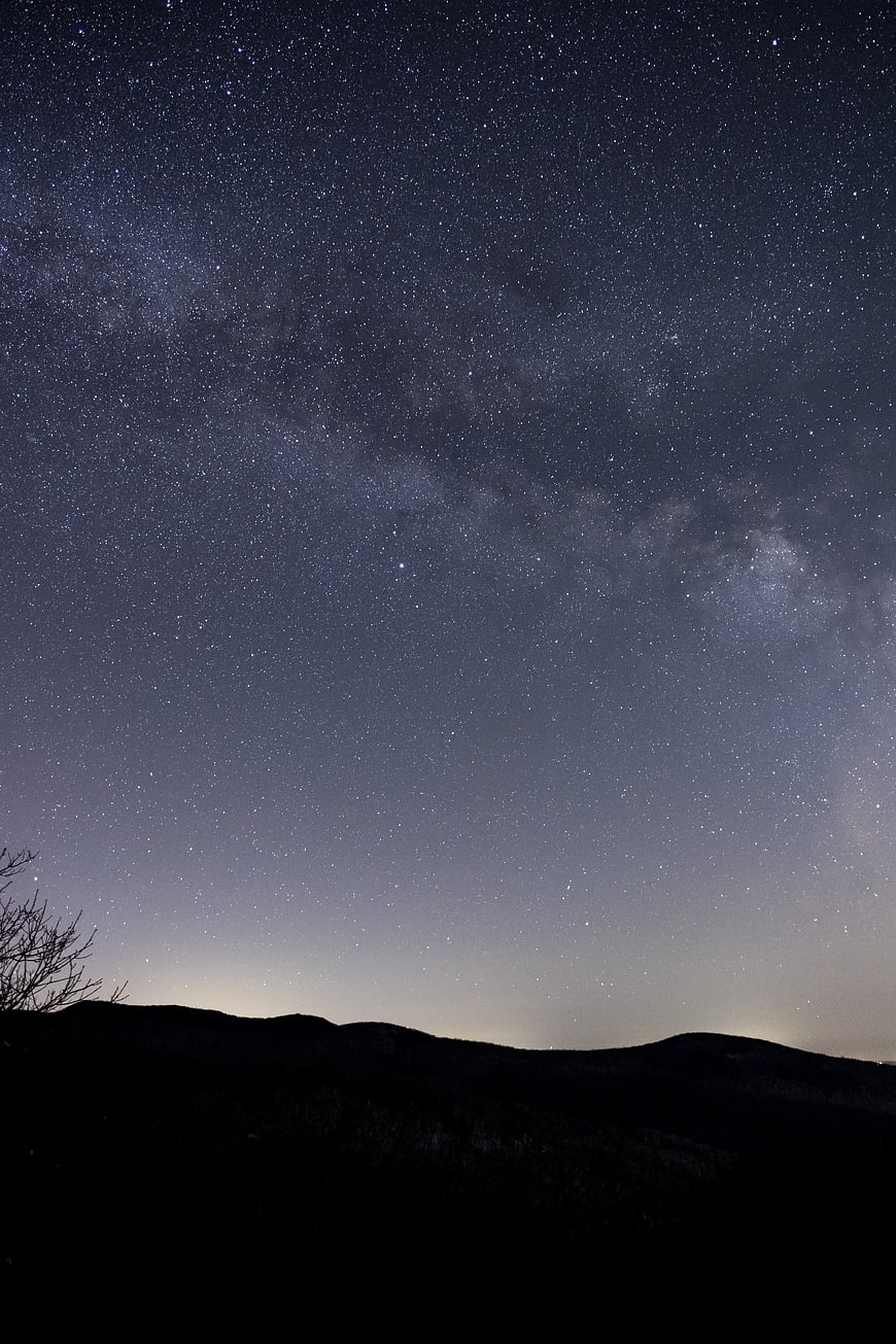 Milky Way Galaxy Over Silhouetted Mountain Landscape at Night