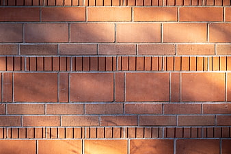Textured Red Brick Wall with Sunlight and Shadows