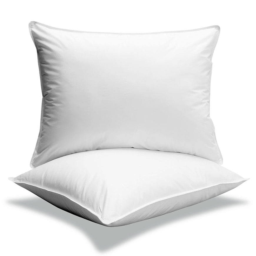 Two White Bed Pillows on White Background