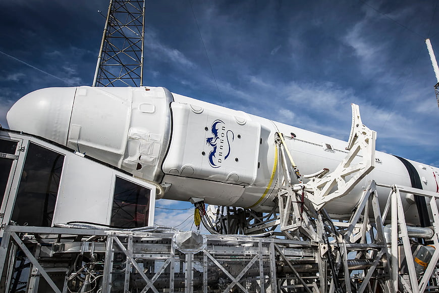 SpaceX Dragon Capsule on Launch Pad Structure