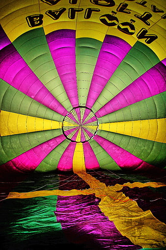 Vibrant Hot Air Balloon Interior at Night