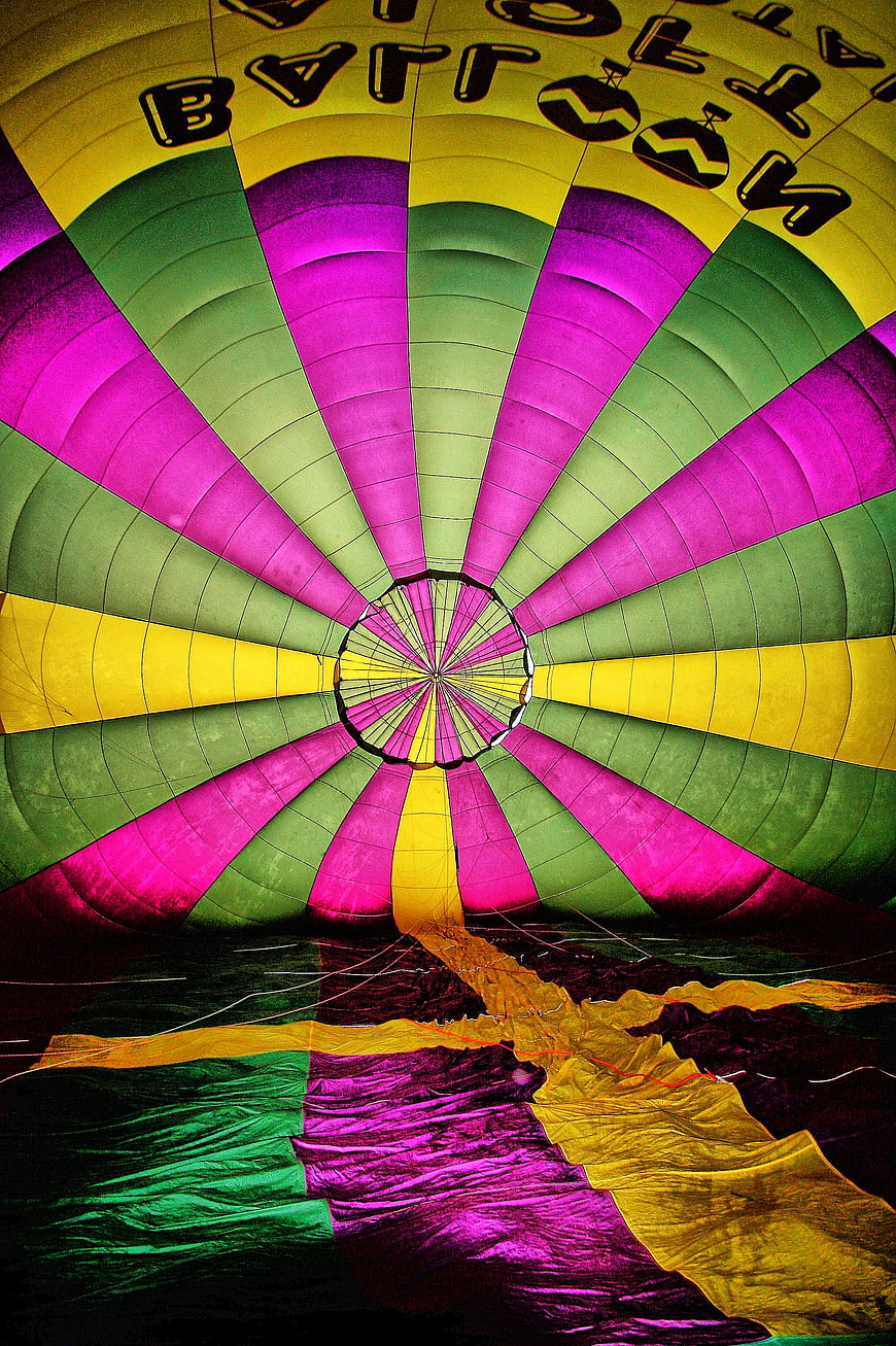 Vibrant Hot Air Balloon Interior at Night