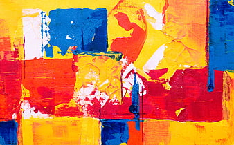 Abstract colorful acrylic painting with textured brushstrokes