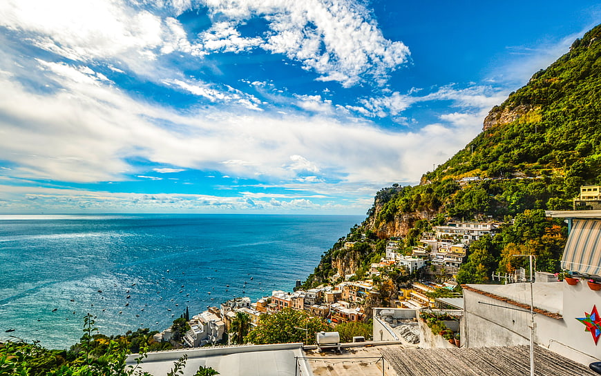 Positano Amalfi Coast Italy Cliffside Village Mediterranean Sea View