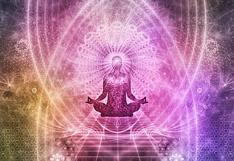 Abstract Meditation Silhouette with Spiritual Energy Aura