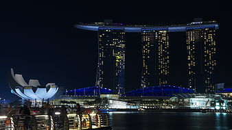 Marina Bay Sands and ArtScience Museum at Night Singapore