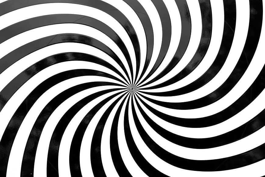 Black And White Spiral Optical Illusion Pattern Background