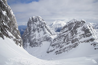 Majestic Snow-Covered Mountain Peaks in the Alps