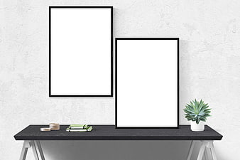 Minimalist Interior Mockup with Two Blank Picture Frames