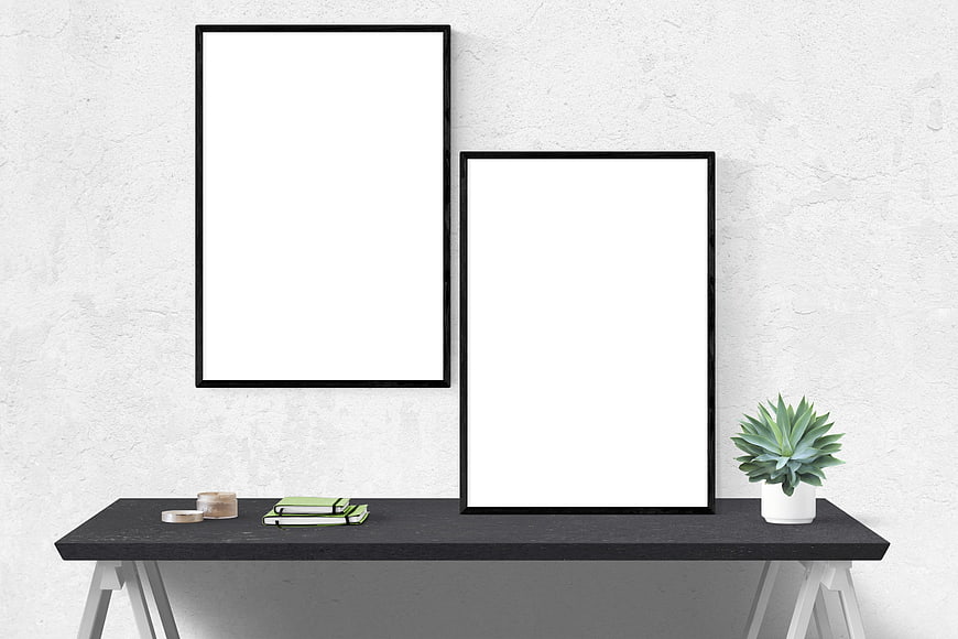 Minimalist Interior Mockup with Two Blank Picture Frames