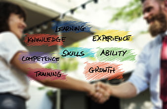 Business Handshake With Skill And Growth Concept Words