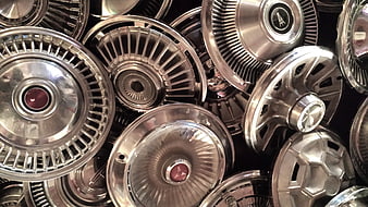 Vintage Chrome Hubcaps Collection Pattern