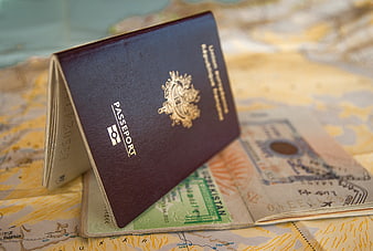 Open Passport With Uzbekistan Visa On Vintage Map