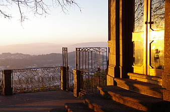 Golden Hour View From Bom Jesus Sanctuary Balcony In Portugal