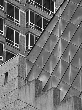 Black and white modern architecture facade with metal panels