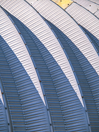 Abstract Curved Corrugated Metal Roof with Shadows